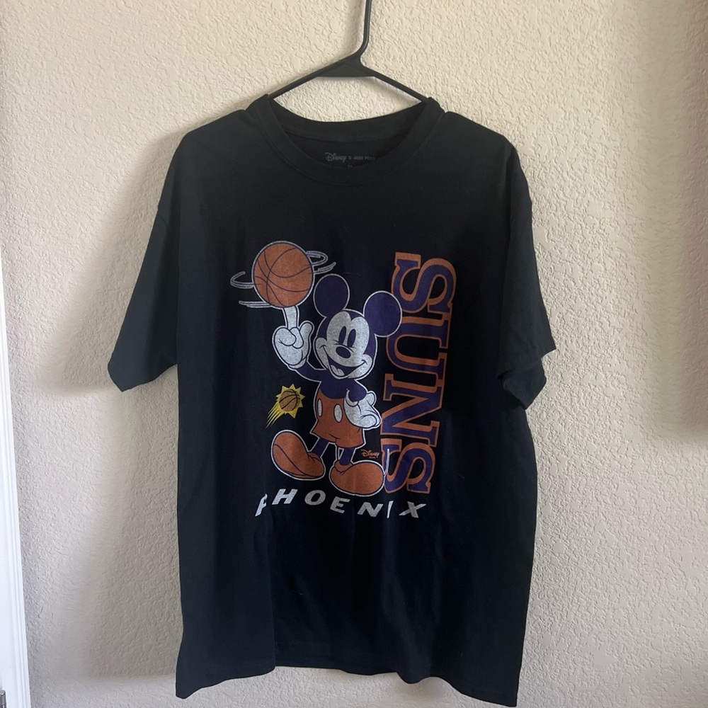 Disney Black Short Sleeve Tees with Graphic Designs